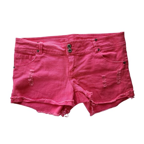 Blue Asphalt Size 13 Coral Pink Distressed Shorts - Picture 1 of 6